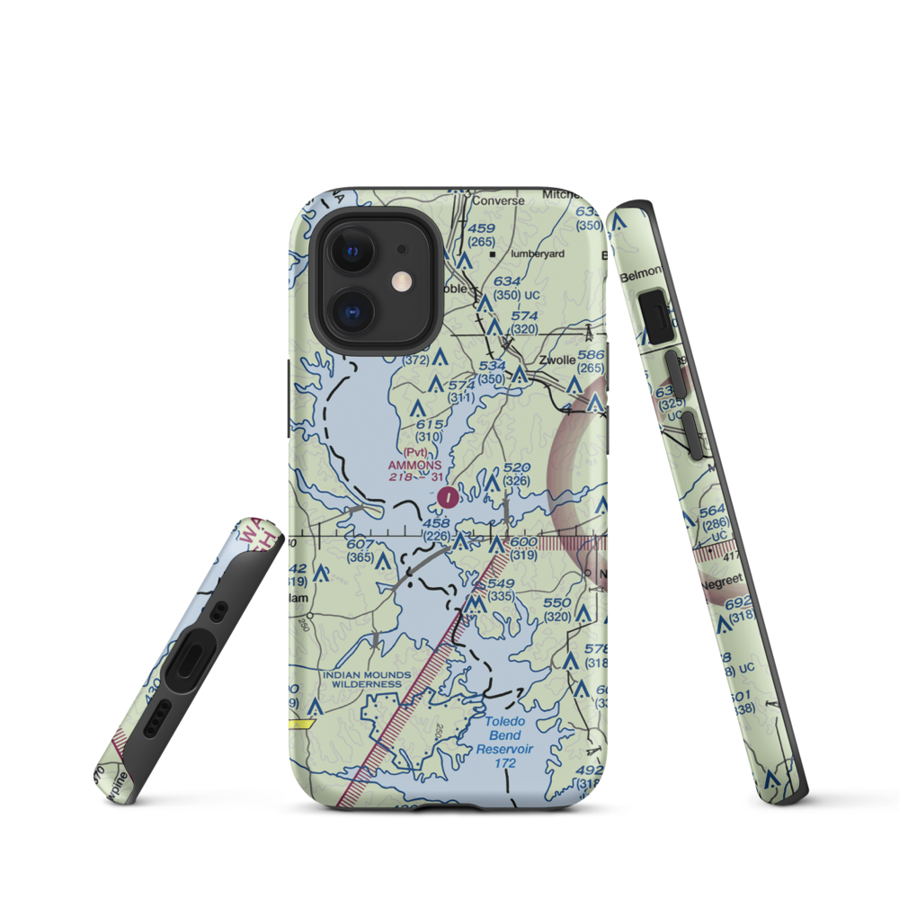 Ammons Airport (5LS9) VFR Sectional  Tough iPhone Case iPhone 12 mini model shown