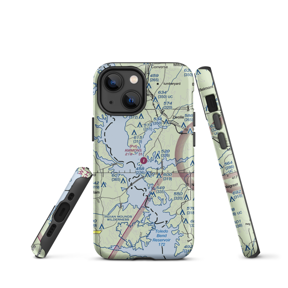 Ammons Airport (5LS9) VFR Sectional  Tough iPhone Case iPhone 13 mini model shown