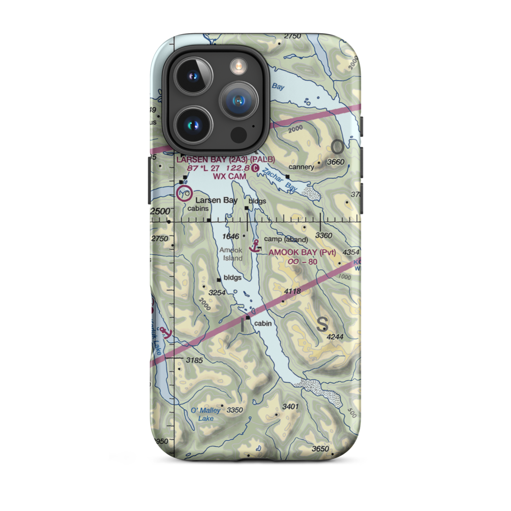 Amook Bay Seaplane Base (AK81) VFR Sectional  Tough iPhone Case iPhone 16 Pro Max model shown