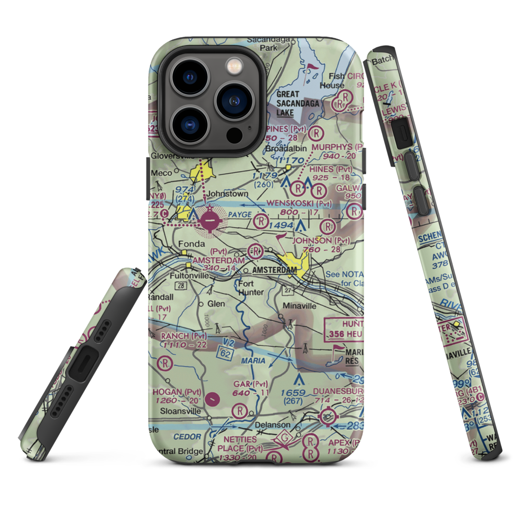 Amsterdam Airfield (NY87) VFR Sectional  Tough iPhone Case iPhone 13 Pro Max model shown