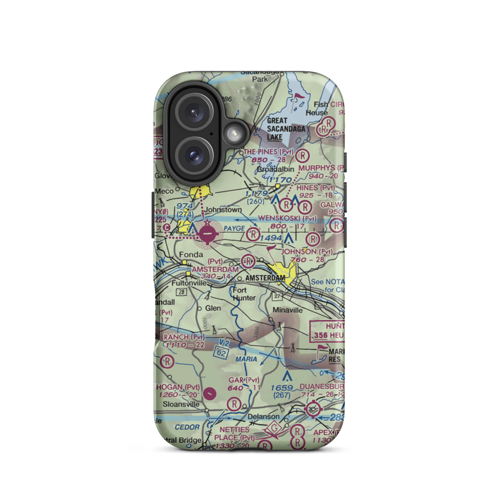 Amsterdam Airfield (NY87) VFR Sectional  Tough iPhone Case iPhone 16 model shown