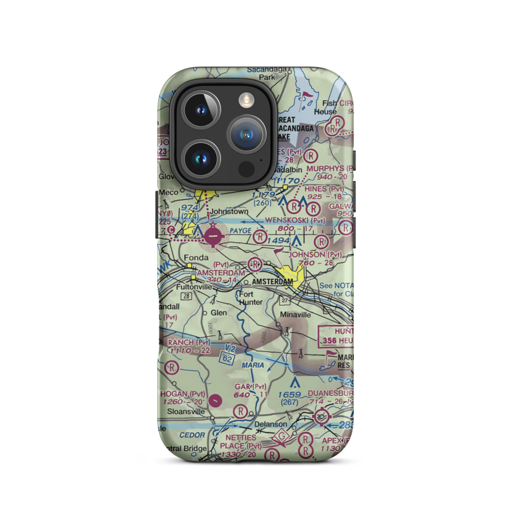 Amsterdam Airfield (NY87) VFR Sectional  Tough iPhone Case iPhone 16 Pro model shown