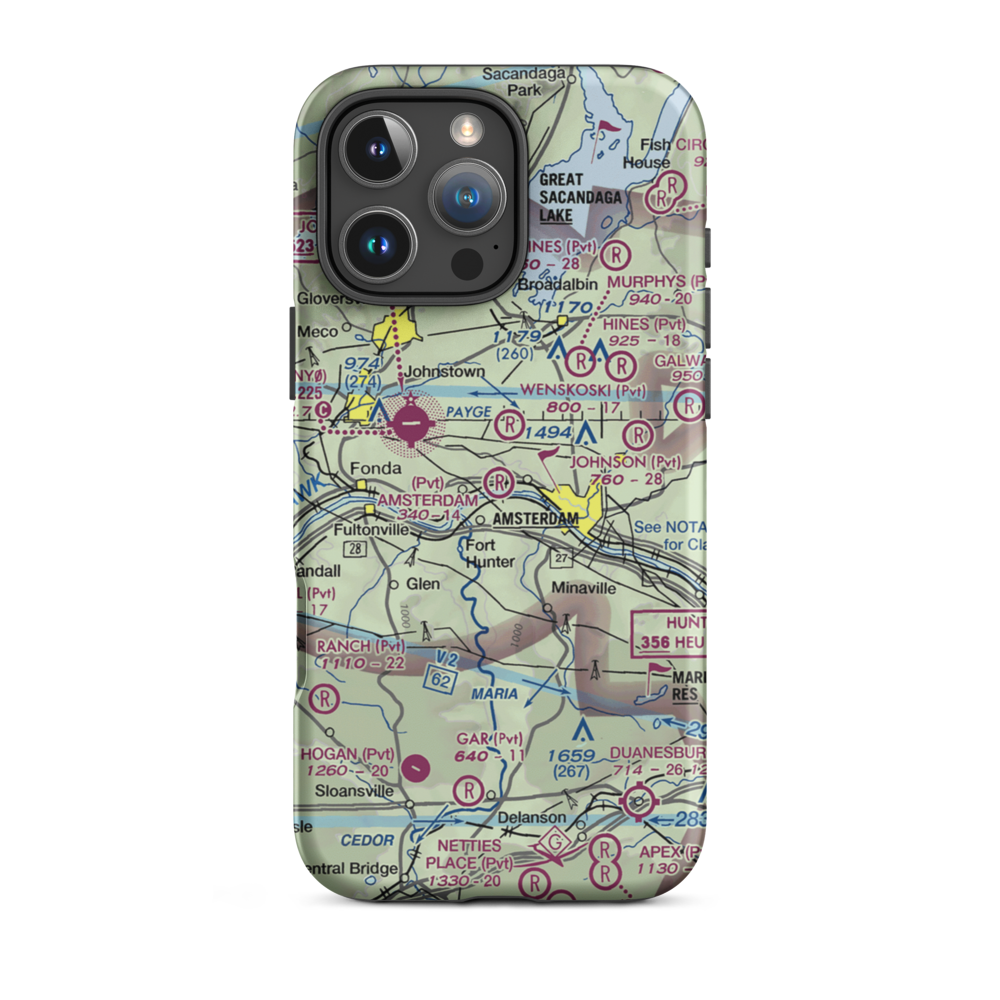 Amsterdam Airfield (NY87) VFR Sectional  Tough iPhone Case iPhone 16 Pro Max model shown