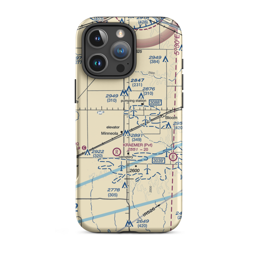 Amy Airport (SN94) VFR Sectional  Tough iPhone Case iPhone 16 Pro Max model shown