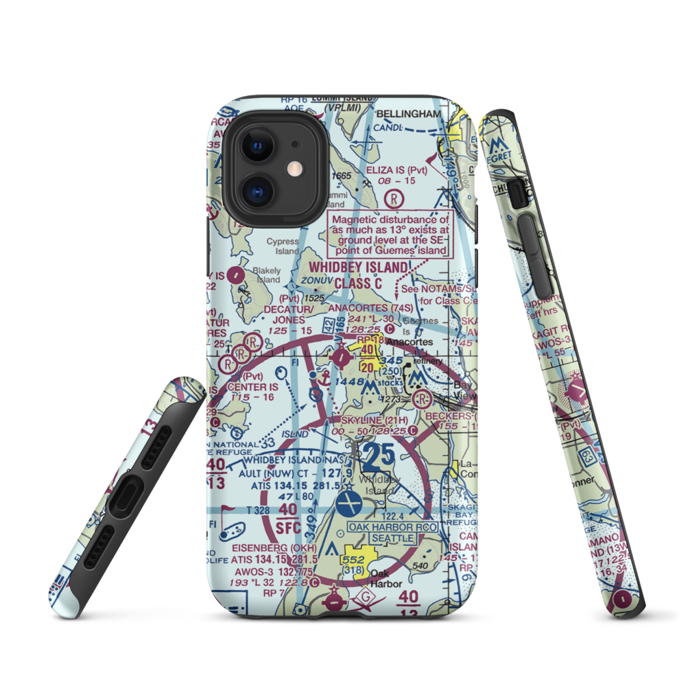 Anacortes Airport (74S) VFR Sectional  Tough iPhone Case iPhone 11 model shown