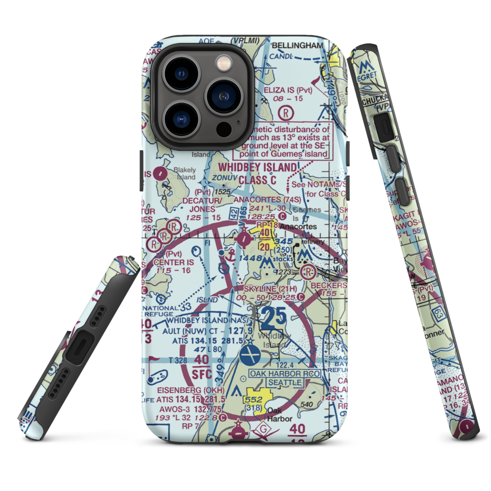 Anacortes Airport (74S) VFR Sectional  Tough iPhone Case iPhone 13 Pro Max model shown
