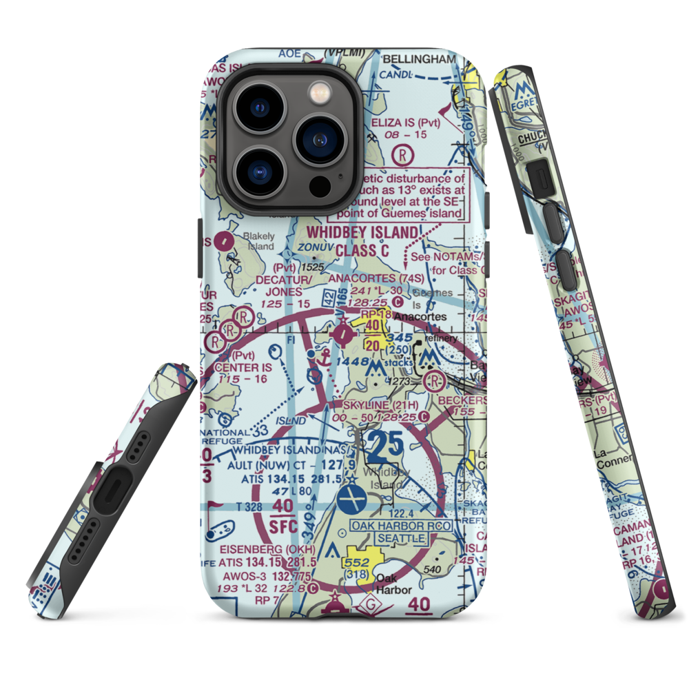 Anacortes Airport (74S) VFR Sectional  Tough iPhone Case iPhone 14 Pro Max model shown