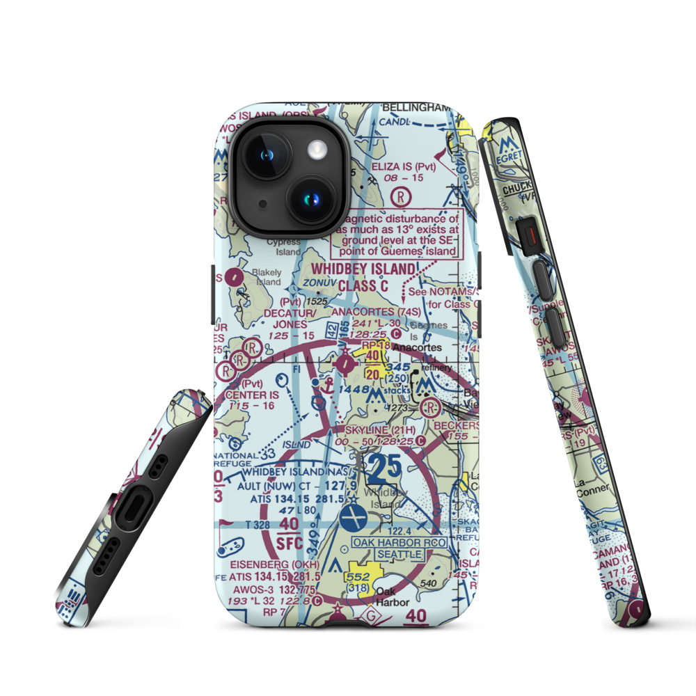 Anacortes Airport (74S) VFR Sectional  Tough iPhone Case iPhone 15 model shown