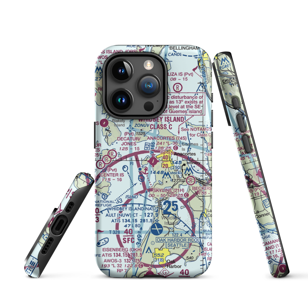 Anacortes Airport (74S) VFR Sectional  Tough iPhone Case iPhone 15 Pro model shown
