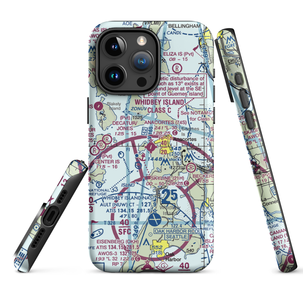 Anacortes Airport (74S) VFR Sectional  Tough iPhone Case iPhone 15 Pro Max model shown