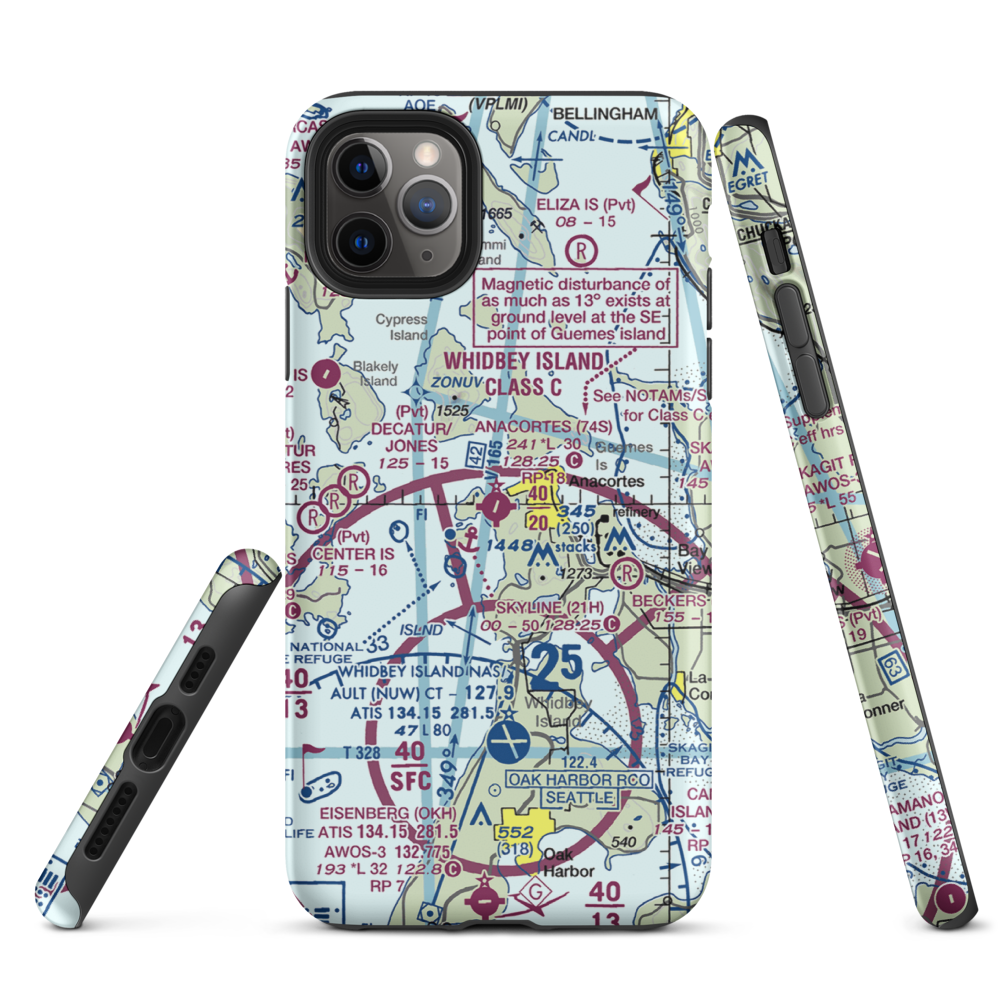 Anacortes Airport (74S) VFR Sectional  Tough iPhone Case iPhone 11 Pro Max model shown
