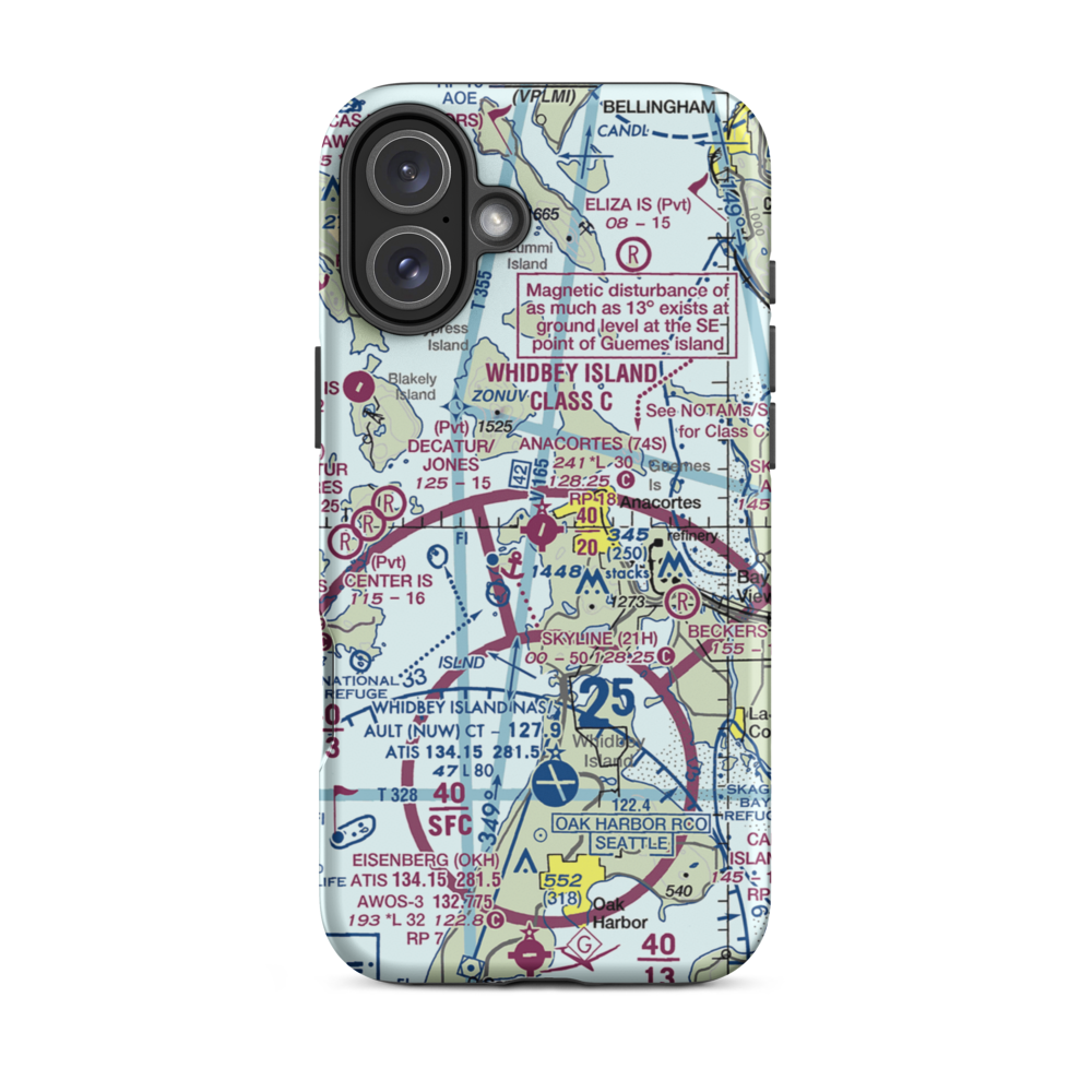 Anacortes Airport (74S) VFR Sectional  Tough iPhone Case iPhone 16 Plus model shown