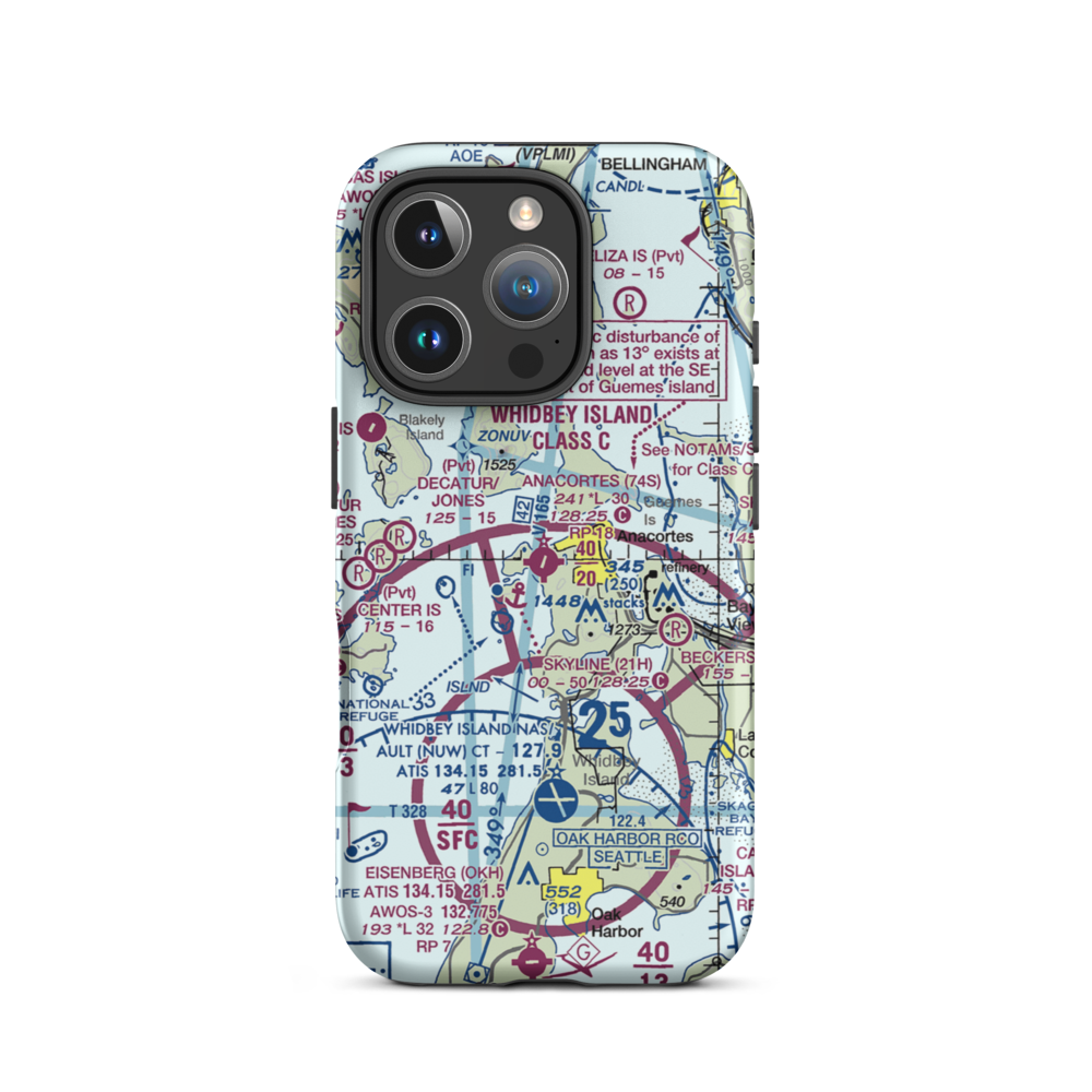 Anacortes Airport (74S) VFR Sectional  Tough iPhone Case iPhone 16 Pro model shown