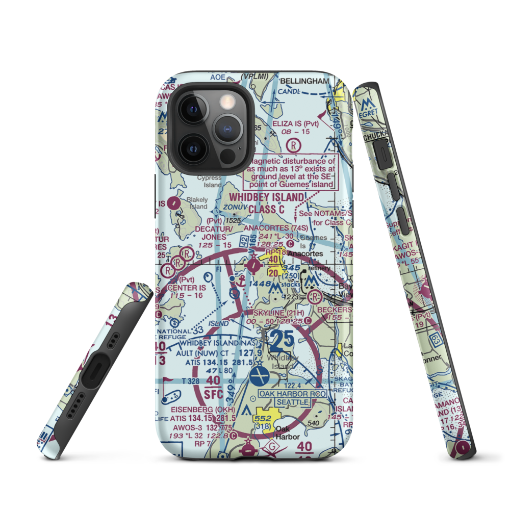Anacortes Airport (74S) VFR Sectional  Tough iPhone Case iPhone 12 Pro model shown