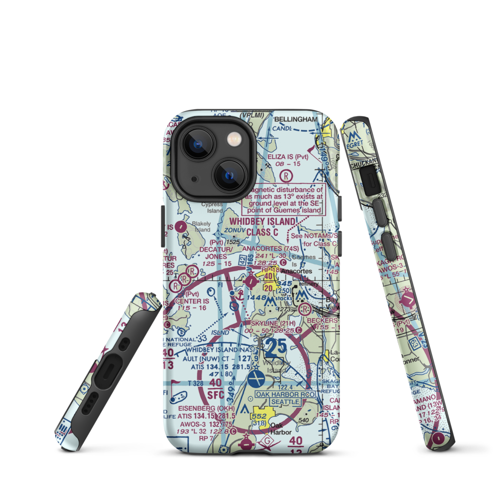 Anacortes Airport (74S) VFR Sectional  Tough iPhone Case iPhone 13 mini model shown