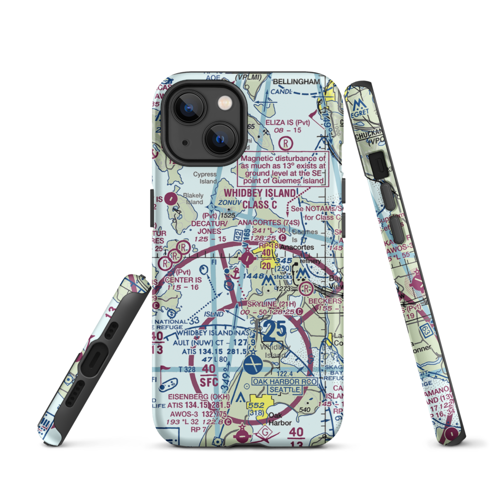 Anacortes Airport (74S) VFR Sectional  Tough iPhone Case iPhone 13 model shown