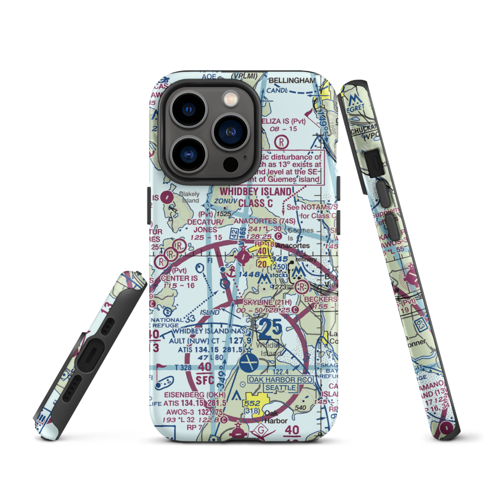 Anacortes Airport (74S) VFR Sectional  Tough iPhone Case iPhone 13 Pro model shown