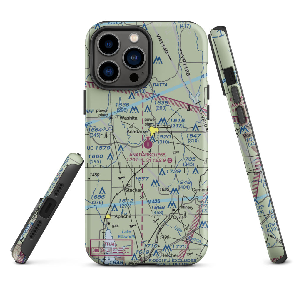 Anadarko Municipal Airport (F68) VFR Sectional  Tough iPhone Case iPhone 13 Pro Max model shown