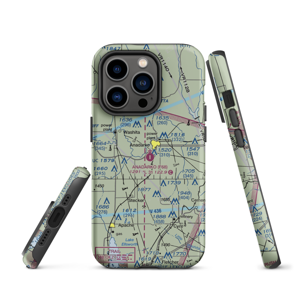 Anadarko Municipal Airport (F68) VFR Sectional  Tough iPhone Case iPhone 14 Pro model shown