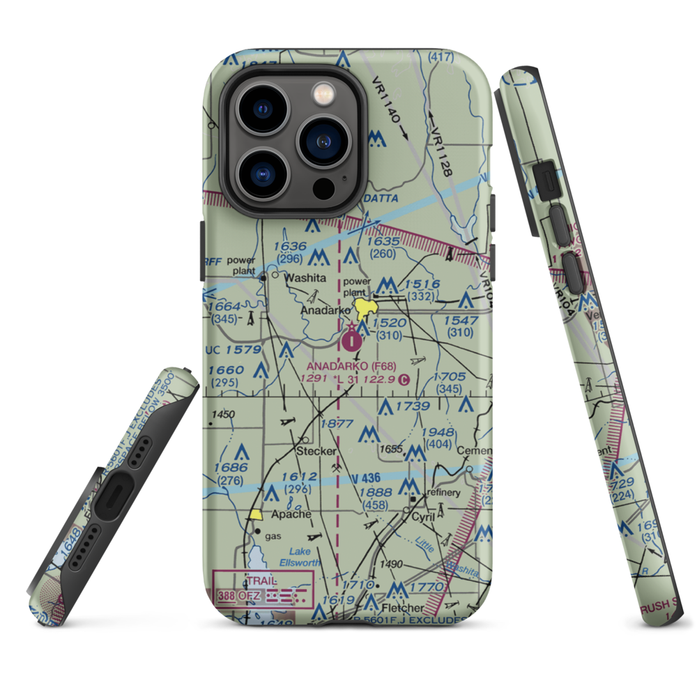 Anadarko Municipal Airport (F68) VFR Sectional  Tough iPhone Case iPhone 14 Pro Max model shown