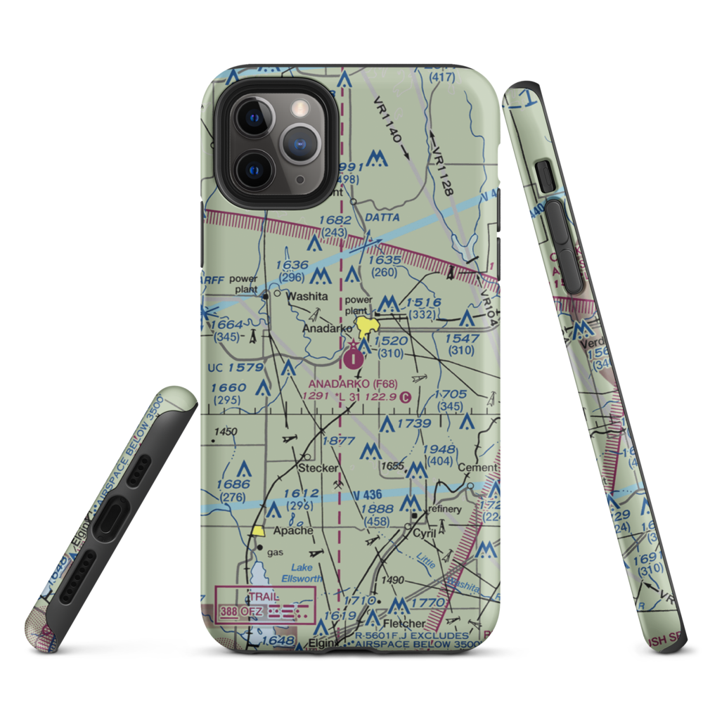 Anadarko Municipal Airport (F68) VFR Sectional  Tough iPhone Case iPhone 11 Pro Max model shown