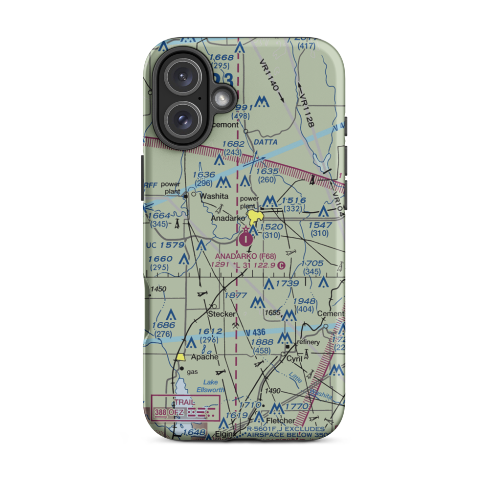 Anadarko Municipal Airport (F68) VFR Sectional  Tough iPhone Case iPhone 16 Plus model shown