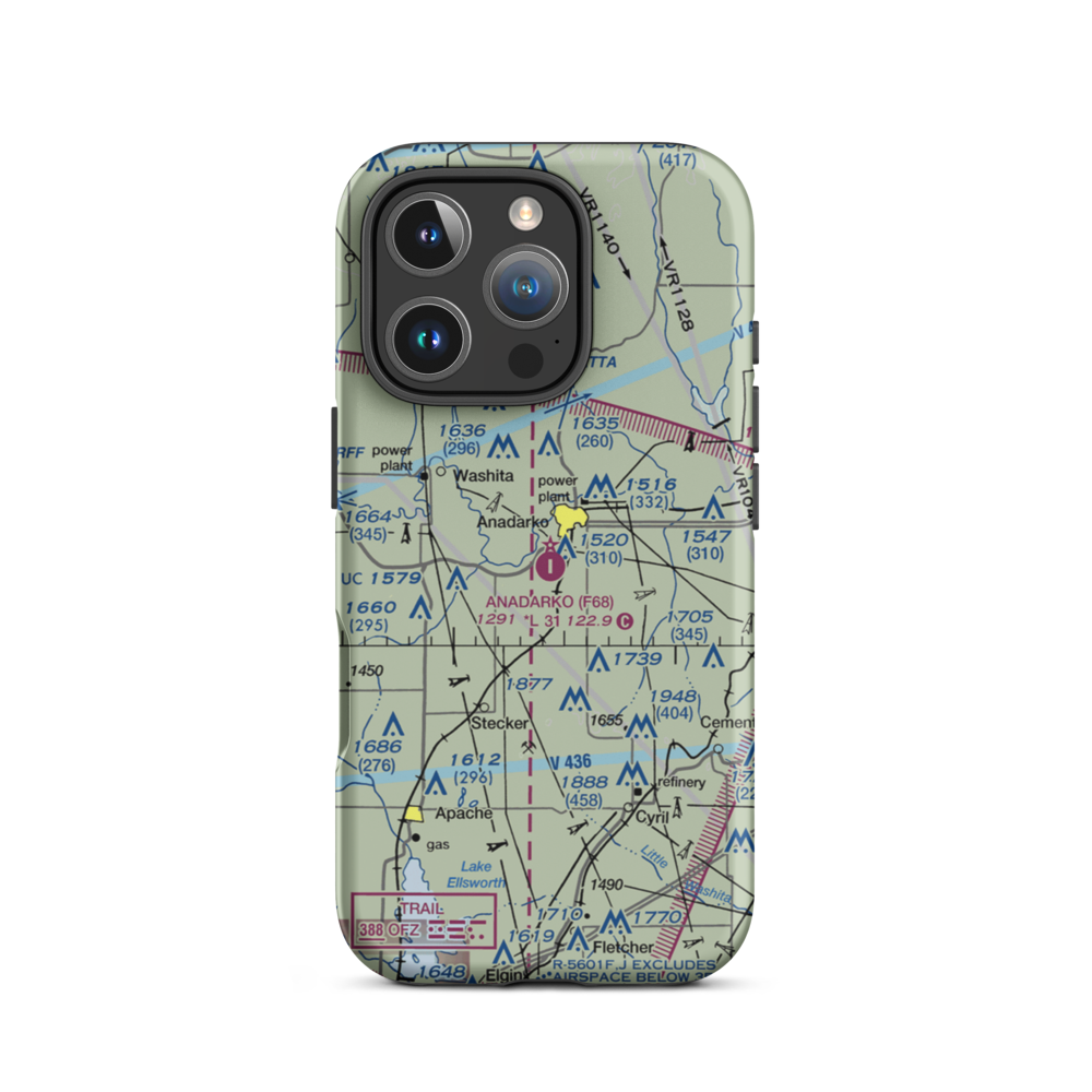 Anadarko Municipal Airport (F68) VFR Sectional  Tough iPhone Case iPhone 16 Pro model shown