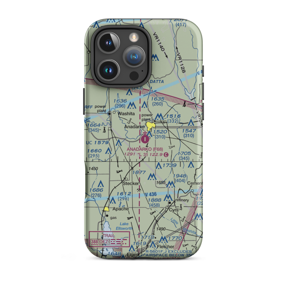 Anadarko Municipal Airport (F68) VFR Sectional  Tough iPhone Case iPhone 16 Pro Max model shown
