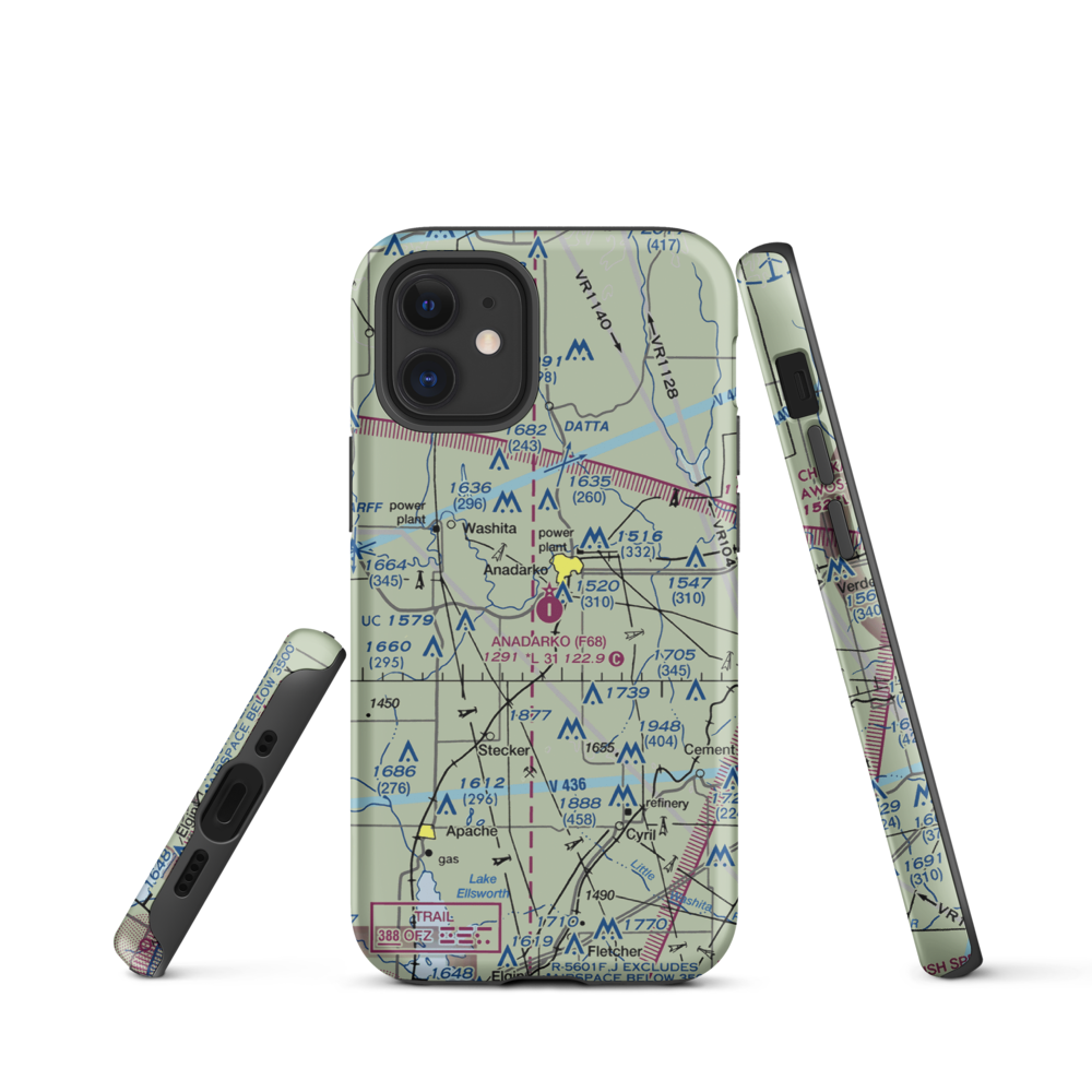 Anadarko Municipal Airport (F68) VFR Sectional  Tough iPhone Case iPhone 12 mini model shown