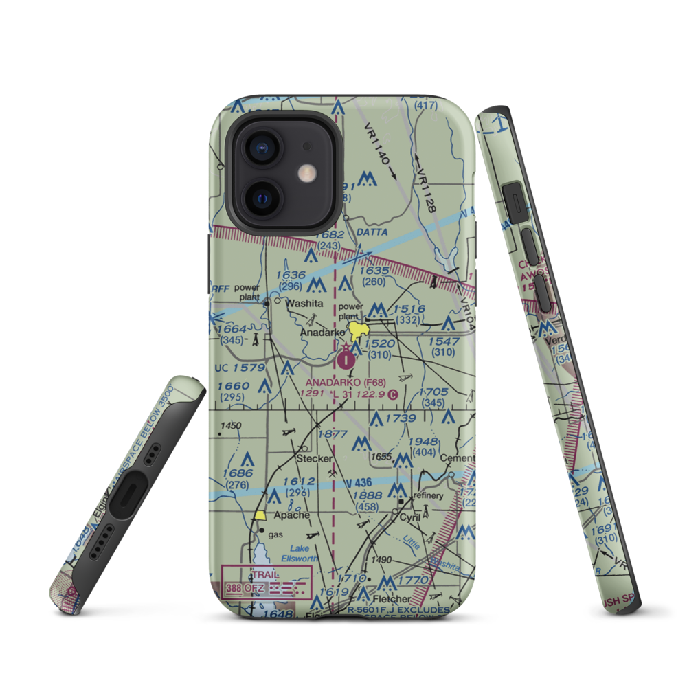 Anadarko Municipal Airport (F68) VFR Sectional  Tough iPhone Case iPhone 12 model shown