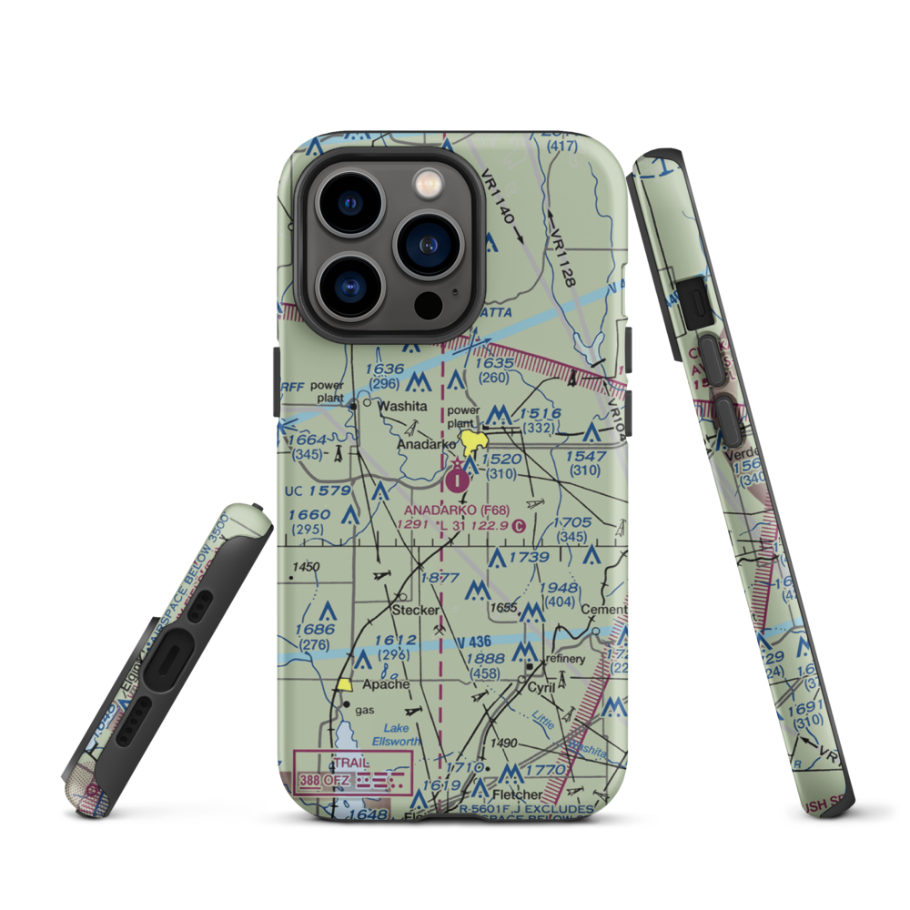 Anadarko Municipal Airport (F68) VFR Sectional  Tough iPhone Case iPhone 13 Pro model shown