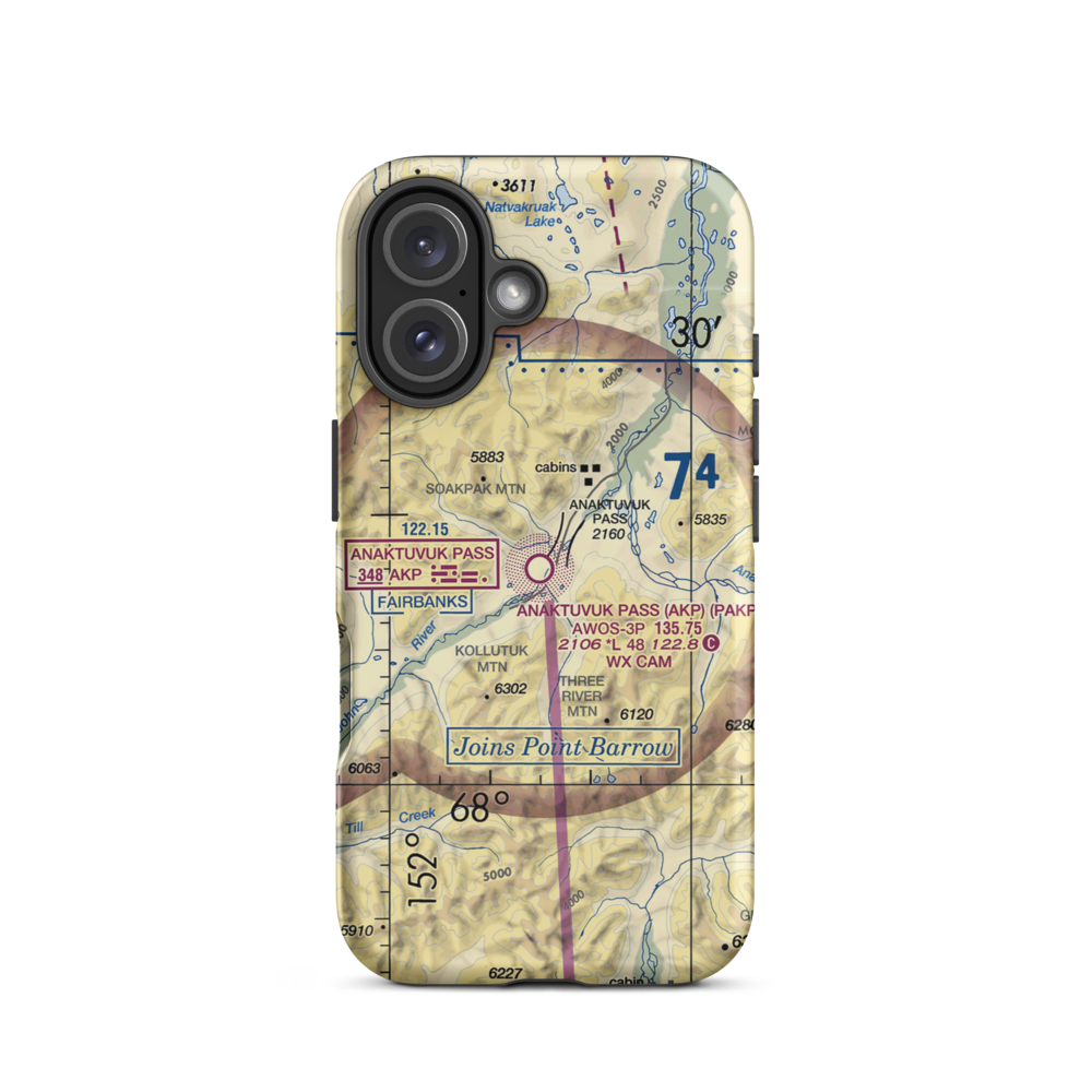Anaktuvuk Pass Airport (AKP) VFR Sectional  Tough iPhone Case iPhone 16 model shown