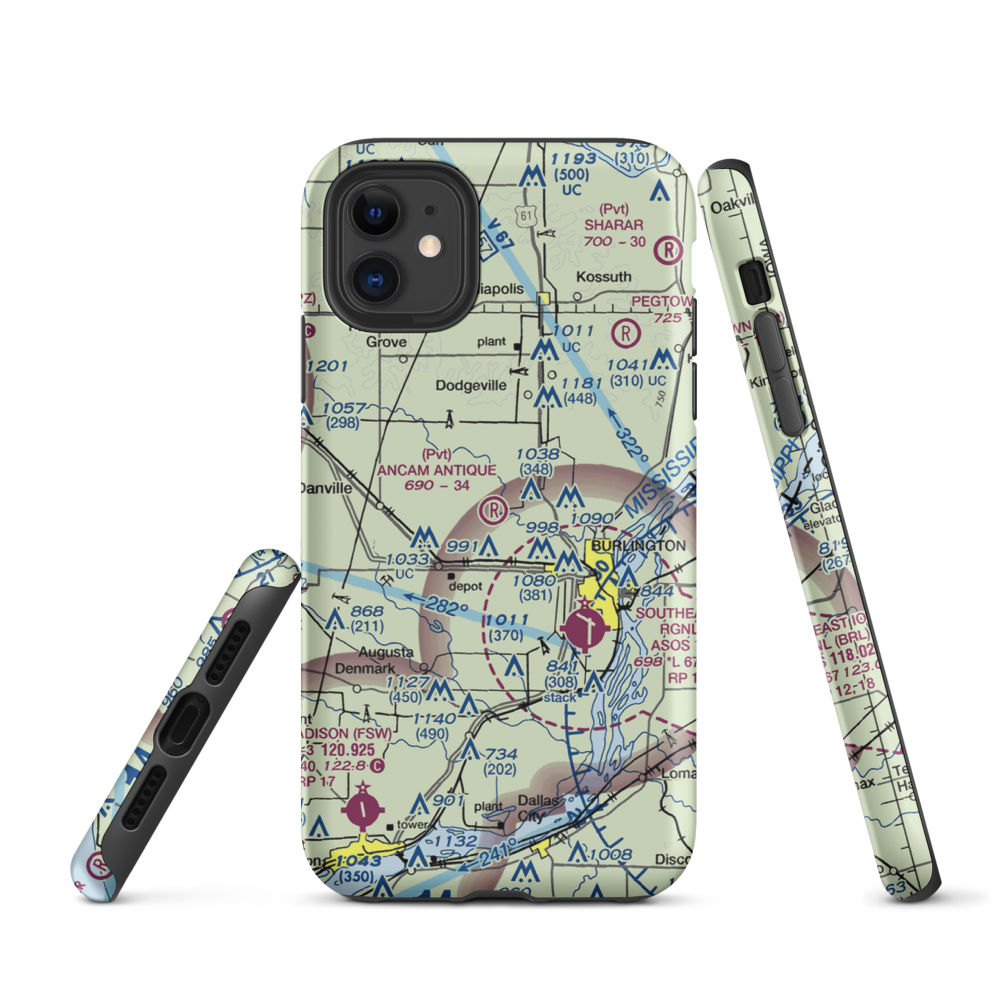 Ancam Antique Airfield (19IA) VFR Sectional  Tough iPhone Case iPhone 11 model shown