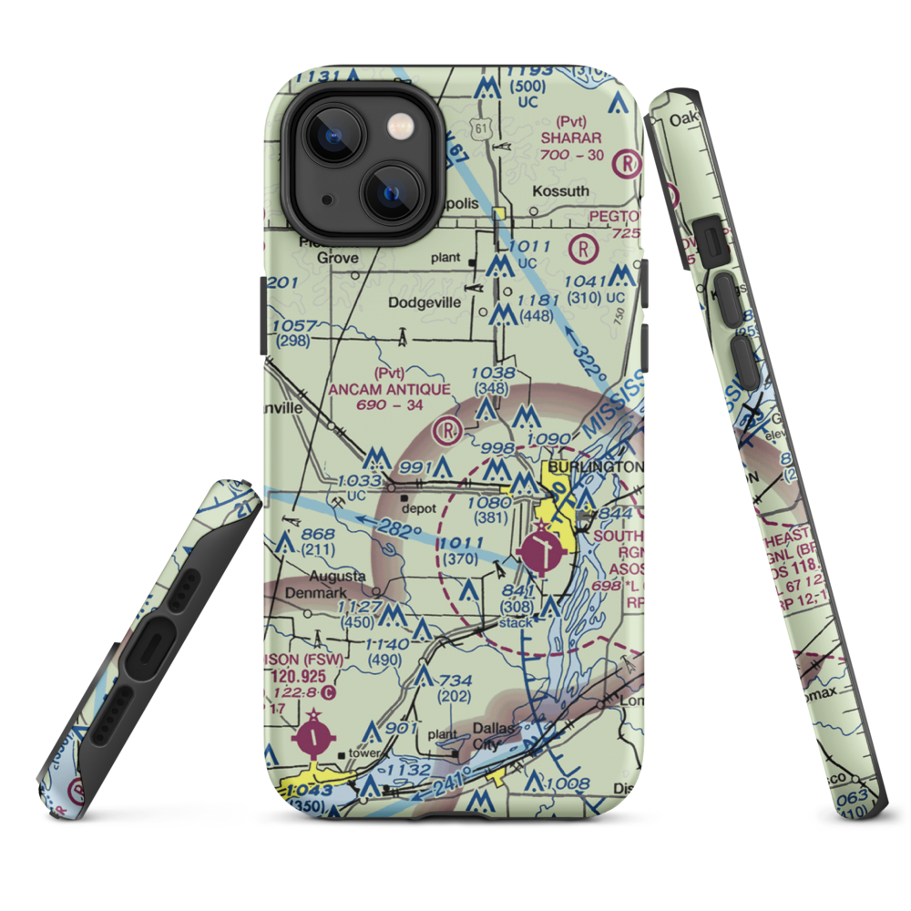 Ancam Antique Airfield (19IA) VFR Sectional  Tough iPhone Case iPhone 14 Plus model shown