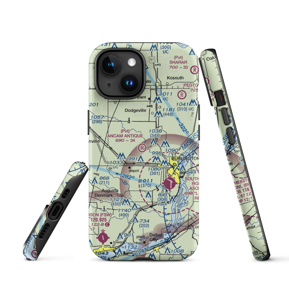 Ancam Antique Airfield (19IA) VFR Sectional  Tough iPhone Case iPhone 15 model shown