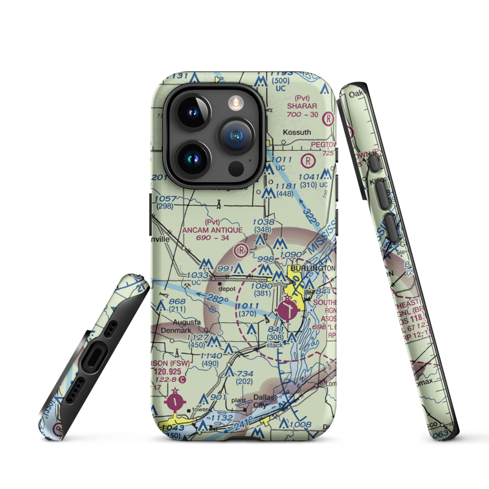 Ancam Antique Airfield (19IA) VFR Sectional  Tough iPhone Case iPhone 15 Pro model shown