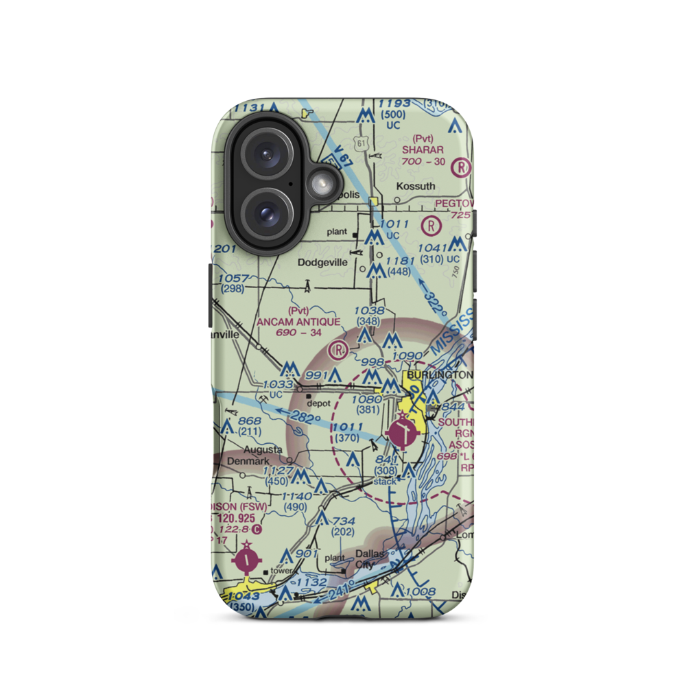 Ancam Antique Airfield (19IA) VFR Sectional  Tough iPhone Case iPhone 16 model shown