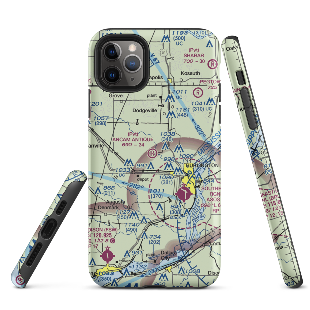 Ancam Antique Airfield (19IA) VFR Sectional  Tough iPhone Case iPhone 11 Pro Max model shown