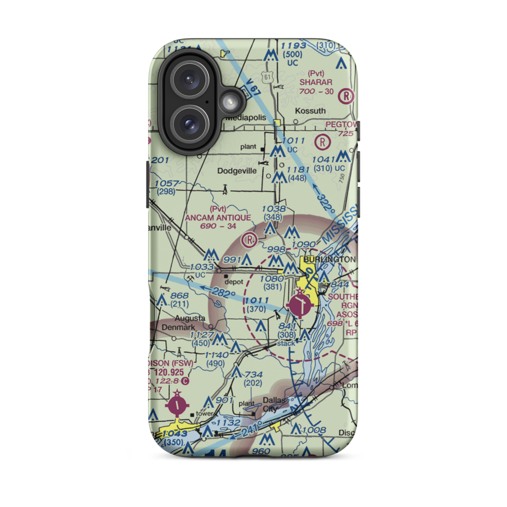 Ancam Antique Airfield (19IA) VFR Sectional  Tough iPhone Case iPhone 16 Plus model shown