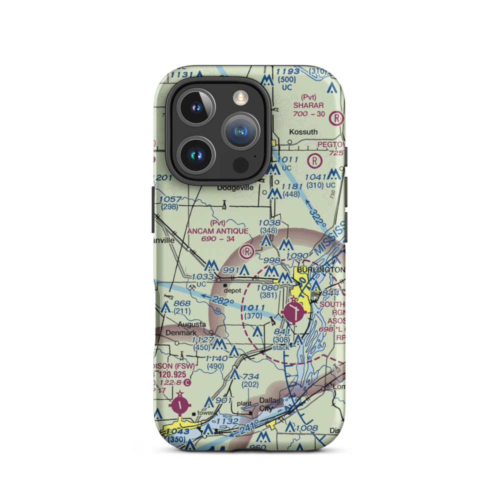 Ancam Antique Airfield (19IA) VFR Sectional  Tough iPhone Case iPhone 16 Pro model shown