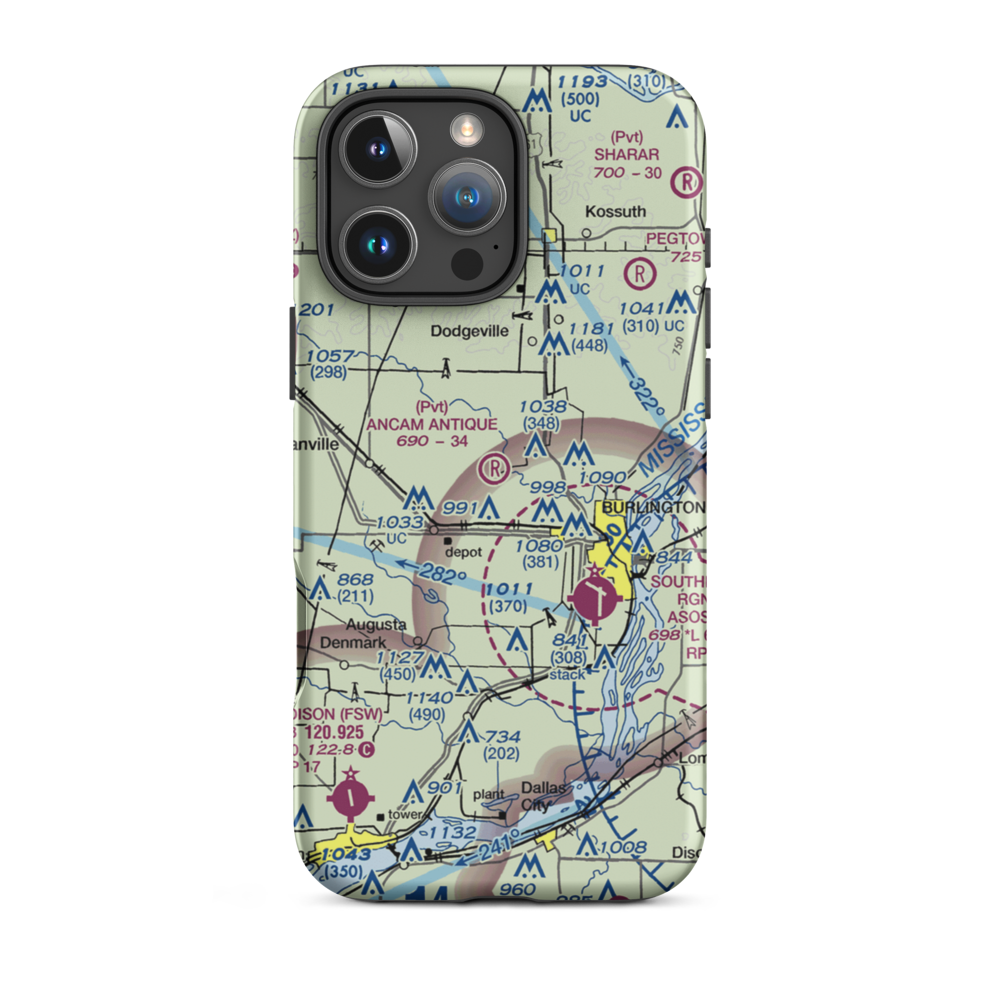 Ancam Antique Airfield (19IA) VFR Sectional  Tough iPhone Case iPhone 16 Pro Max model shown