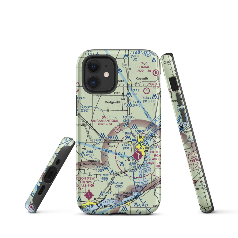 Ancam Antique Airfield (19IA) VFR Sectional  Tough iPhone Case iPhone 12 mini model shown
