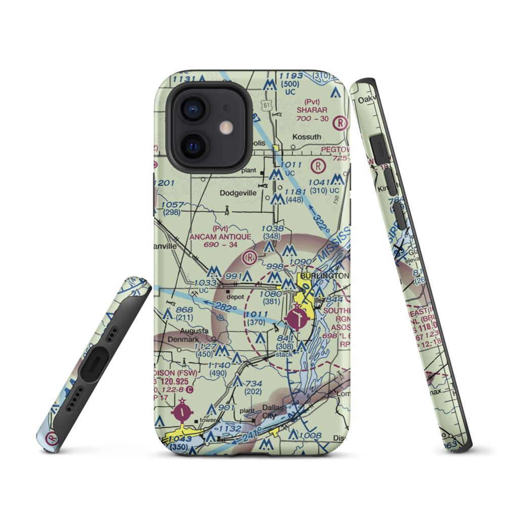 Ancam Antique Airfield (19IA) VFR Sectional  Tough iPhone Case iPhone 12 model shown