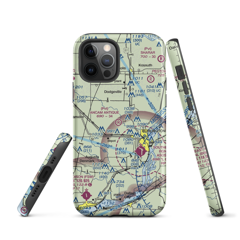 Ancam Antique Airfield (19IA) VFR Sectional  Tough iPhone Case iPhone 12 Pro model shown