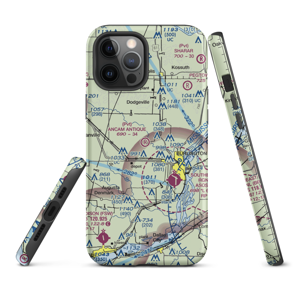 Ancam Antique Airfield (19IA) VFR Sectional  Tough iPhone Case iPhone 12 Pro Max model shown
