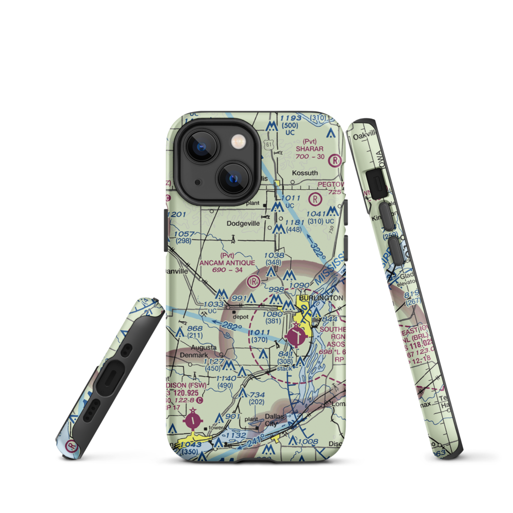 Ancam Antique Airfield (19IA) VFR Sectional  Tough iPhone Case iPhone 13 mini model shown