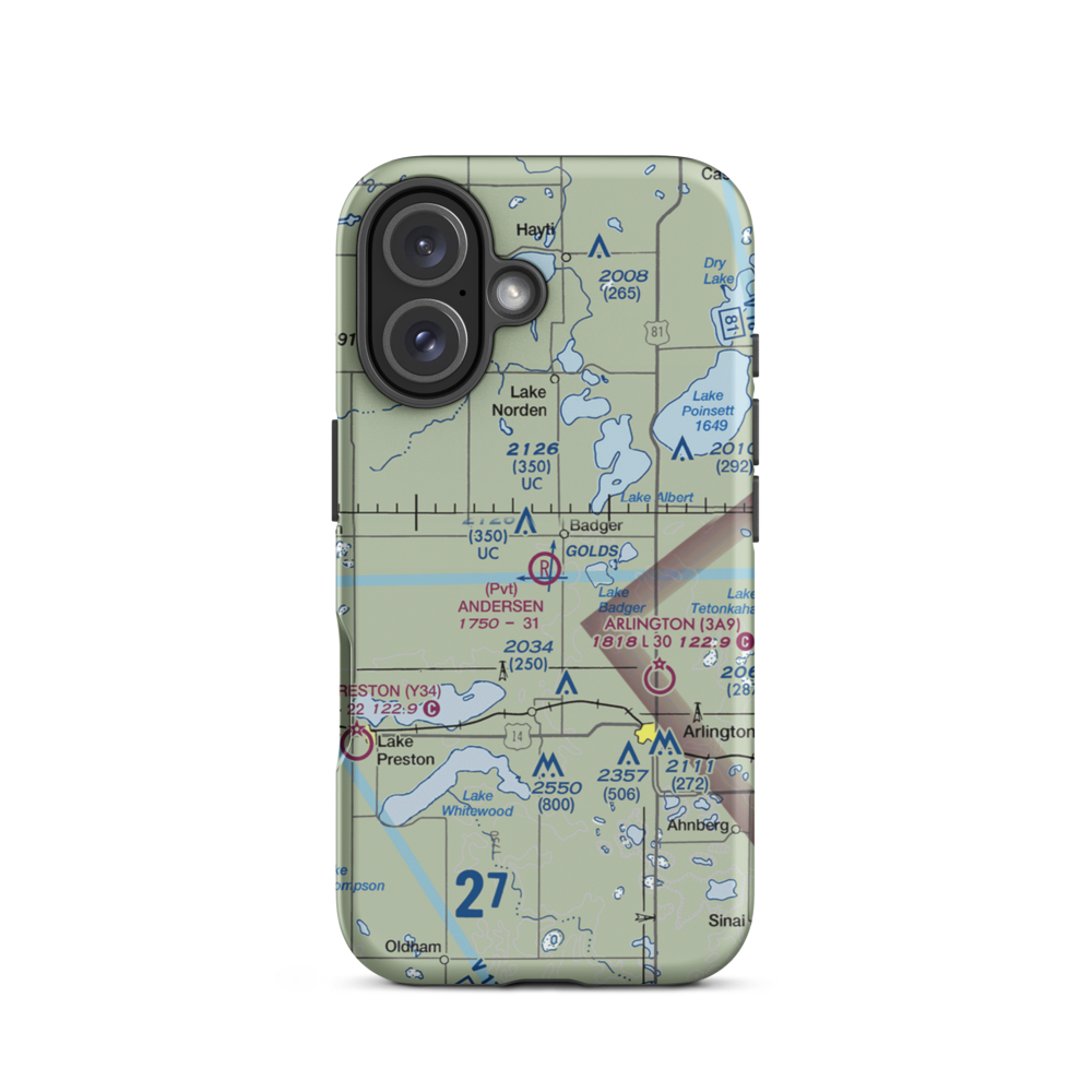 Andersen Farms Airport (SD19) VFR Sectional  Tough iPhone Case iPhone 16 model shown