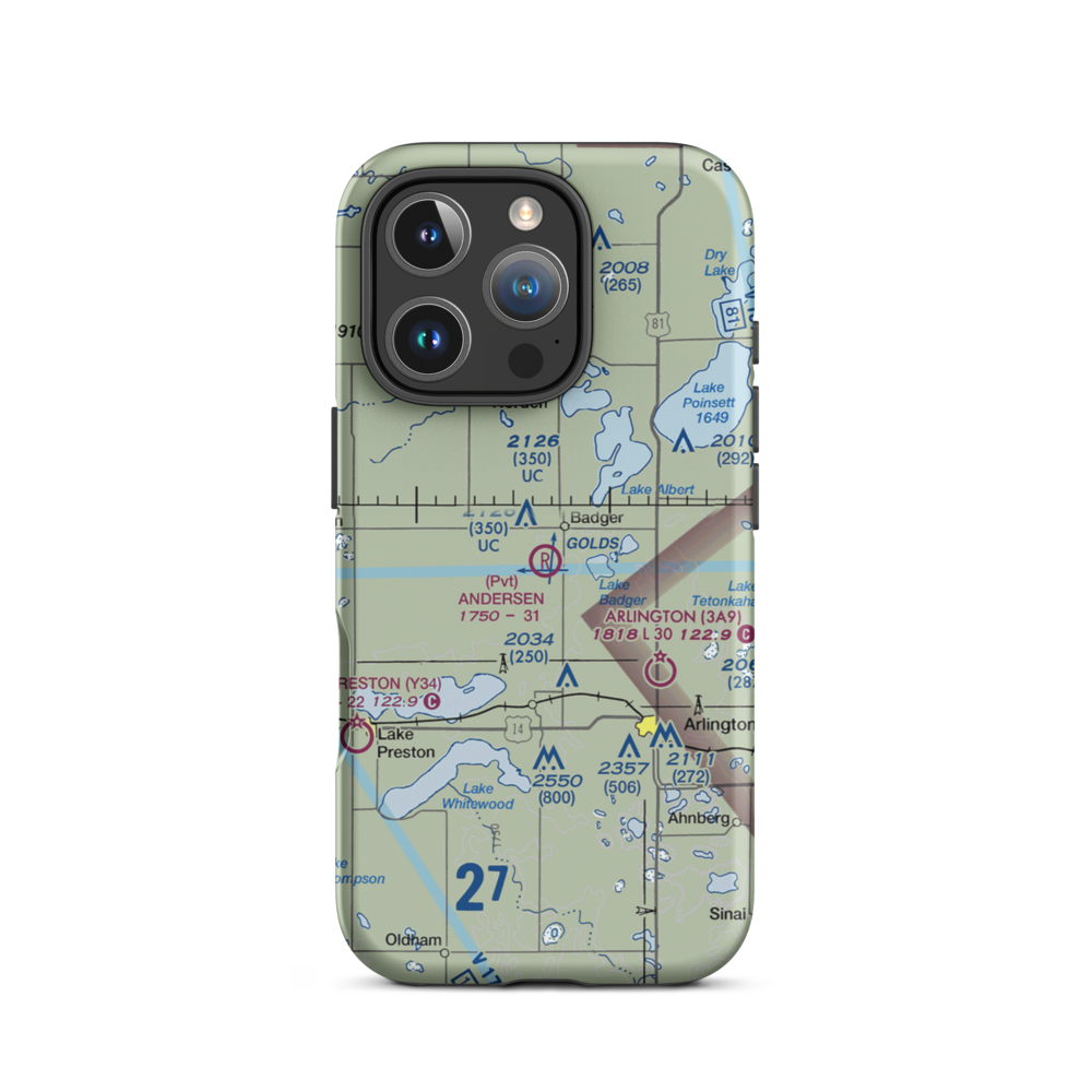Andersen Farms Airport (SD19) VFR Sectional  Tough iPhone Case iPhone 16 Pro model shown