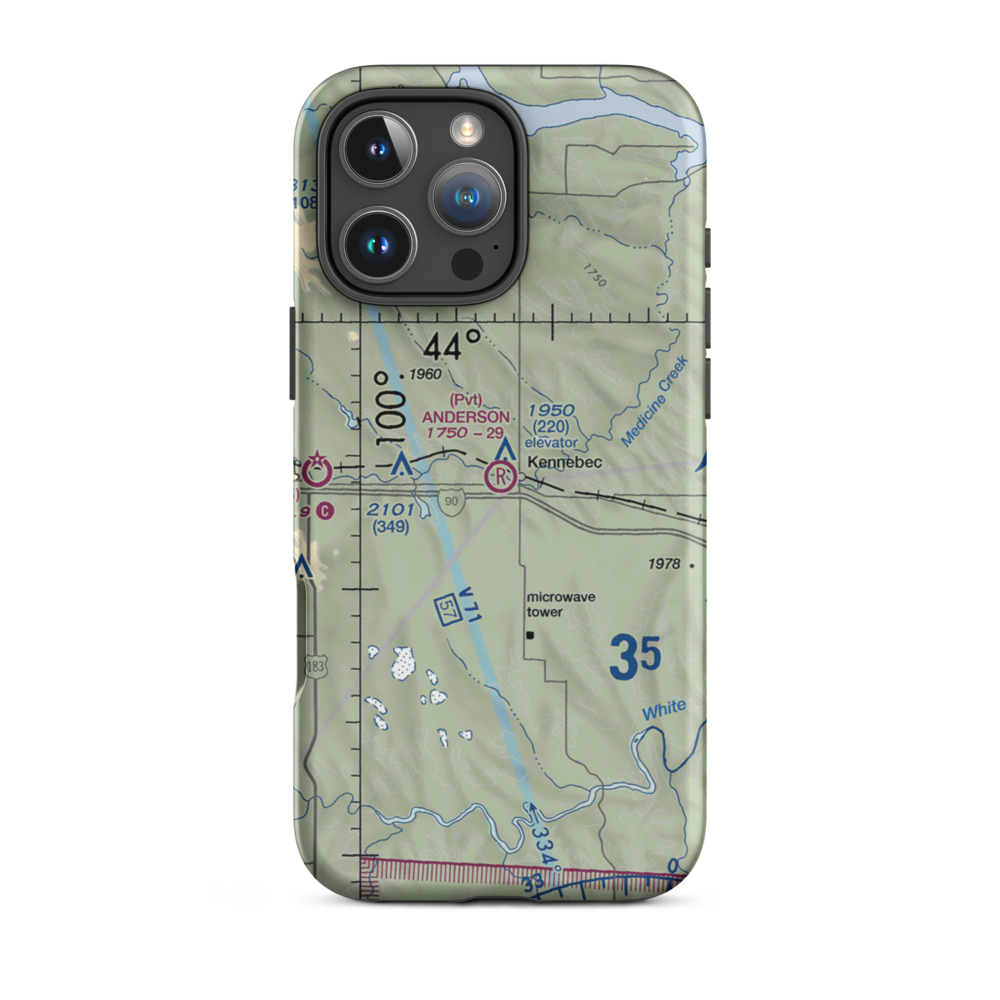 Anderson Aerial Spraying Airport (SD78) VFR Sectional  Tough iPhone Case iPhone 16 Pro Max model shown