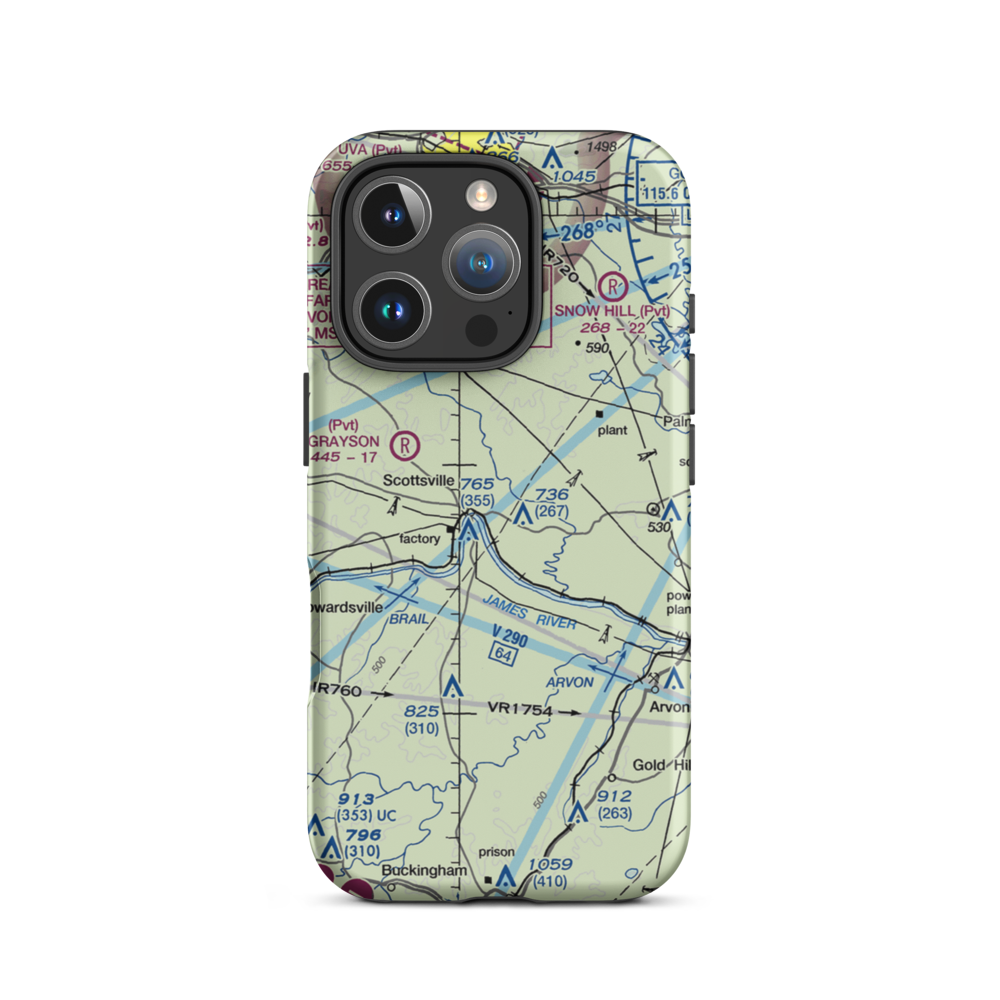 Anderson Airport (99VA) VFR Sectional  Tough iPhone Case iPhone 16 Pro model shown